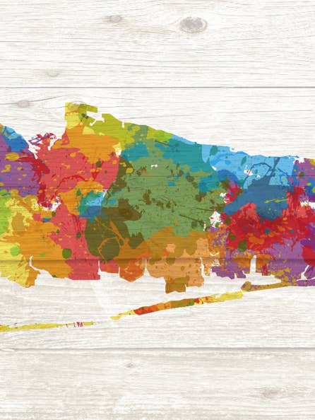 Silhouette de peinture à éclaboussures de Long Island pour la vente par LOST DOG art & frame