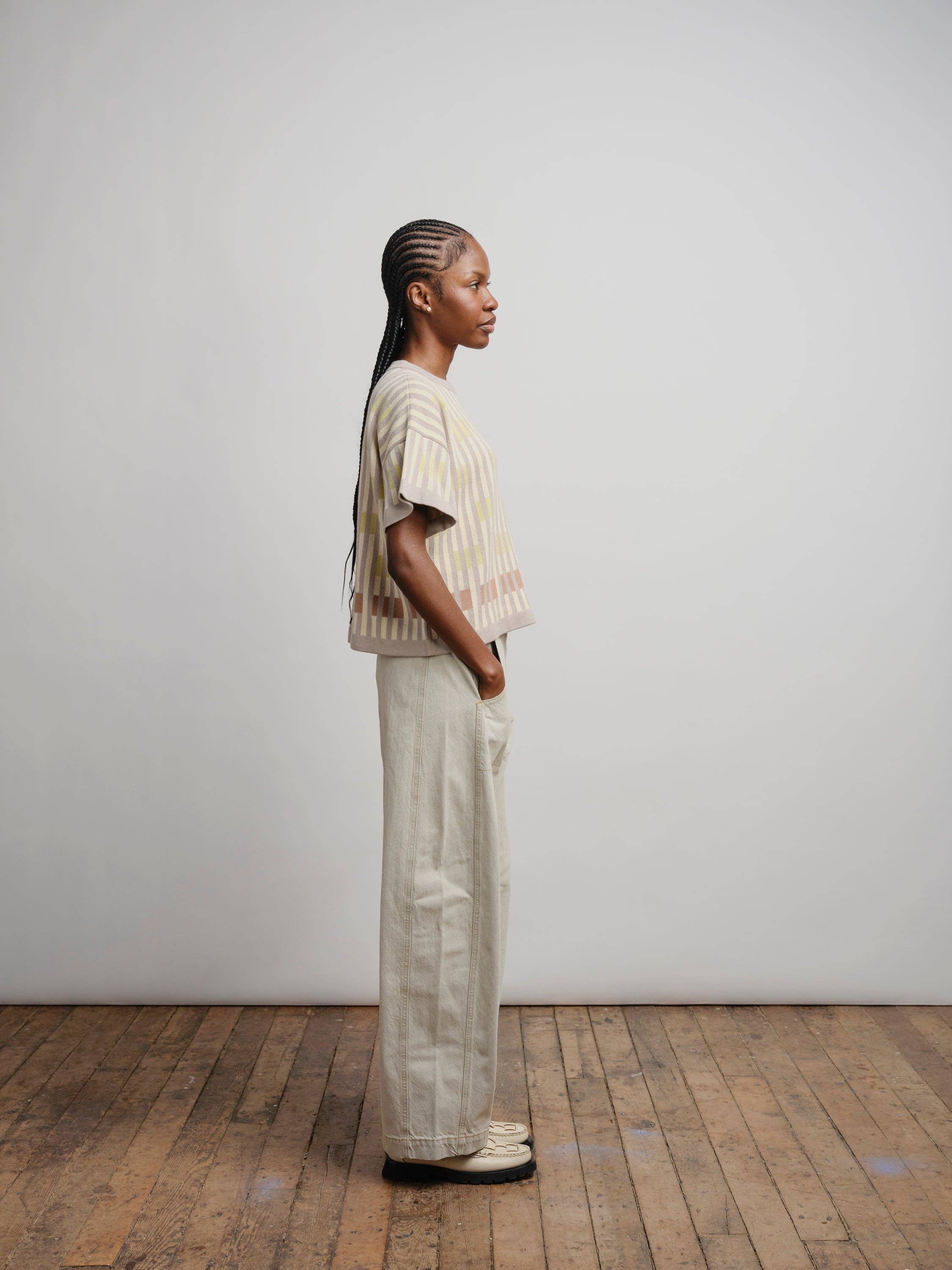 The Endery - Wholesale Knit Sweater - Women's - Bauhaus Short Sleeve Sweater Tee - Cumulus1