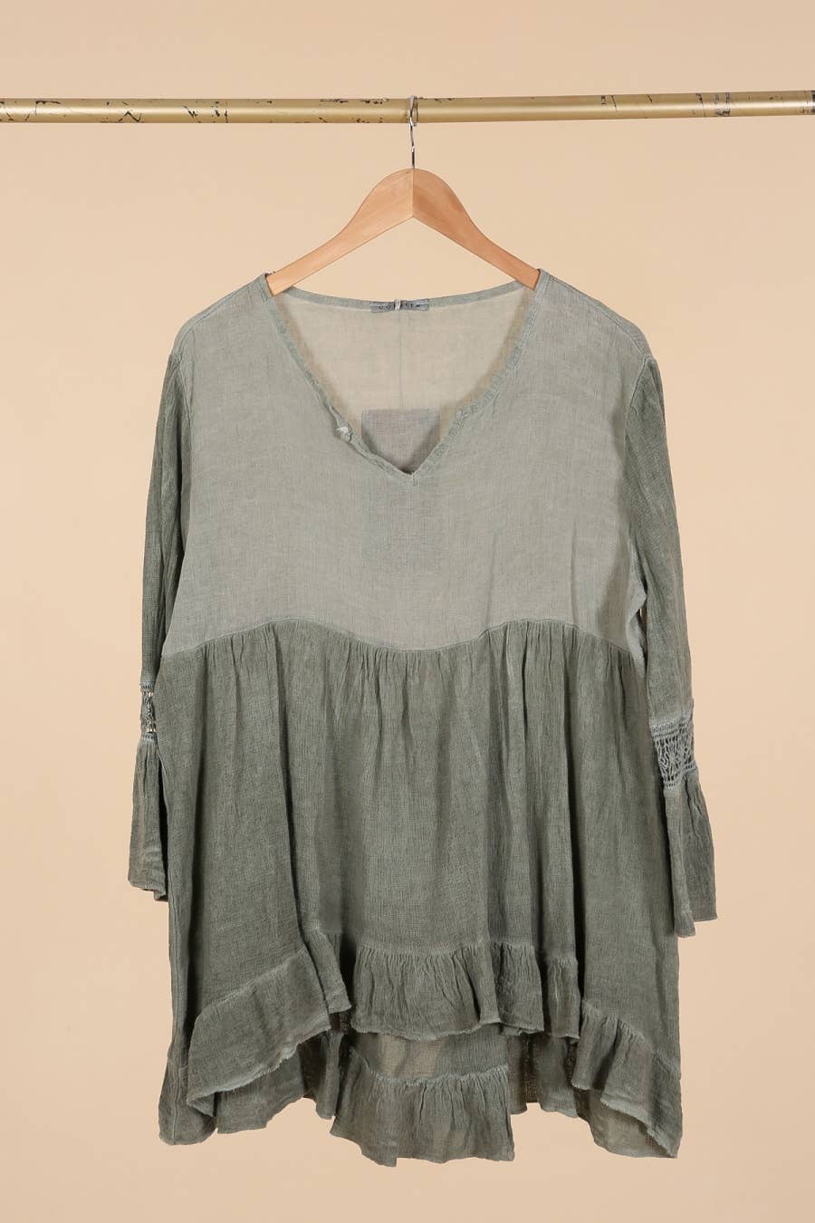 la maison des fibres naturelles - Wholesale Tunic - Women's - Ruffled cotton linen tunic 1003 10% linen 90% cotton4