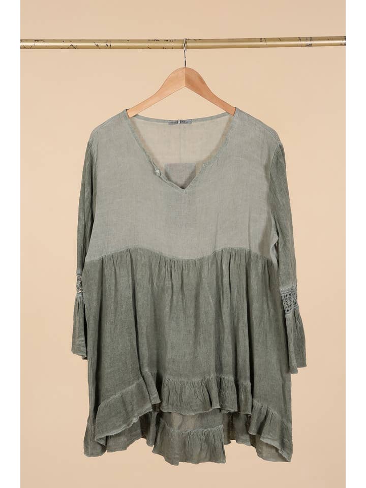 la maison des fibres naturelles - Wholesale Tunic - Women's - Ruffled cotton linen tunic 1003 10% linen 90% cotton4