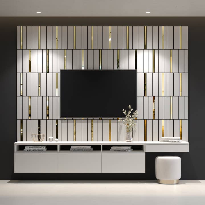Simple White and Gold 3D Wall Panels for wholesale by Guipp-Decor - Decoriy