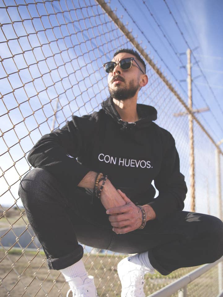 Con Huevos. Embroidered Hoodie Black (Bundle It and Save) for wholesale by NYTAQ™