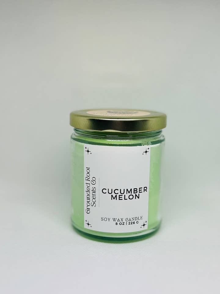 Bougie concombre melon pour la vente par Grounded Root Scents Co