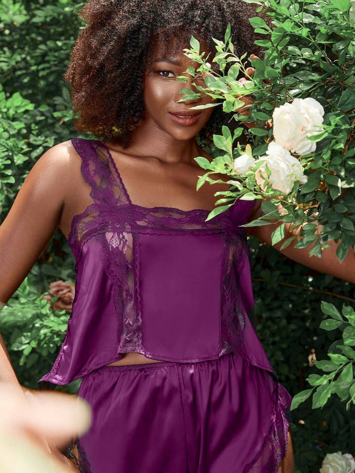 Paarse Kant Cami Set voor wholesale door Moxy Intimates