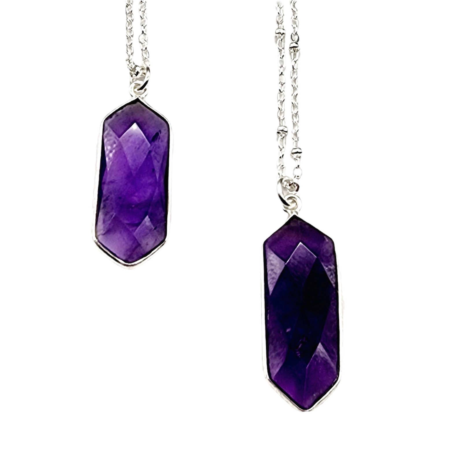 MergingMetals - Wholesale Pendant/Charm Necklace - Long Faceted Amethyst Marquise Necklace1