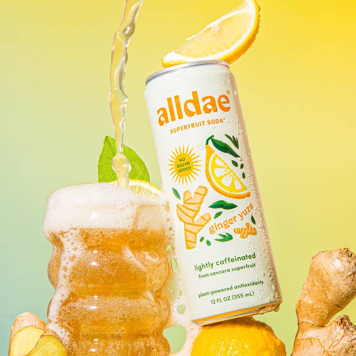 alldae superfruit soda - Wholesale Soda/Carbonated Drink - Ginger Yuzu Drink | Healthy Soda | Lightly Caffeinated Soda