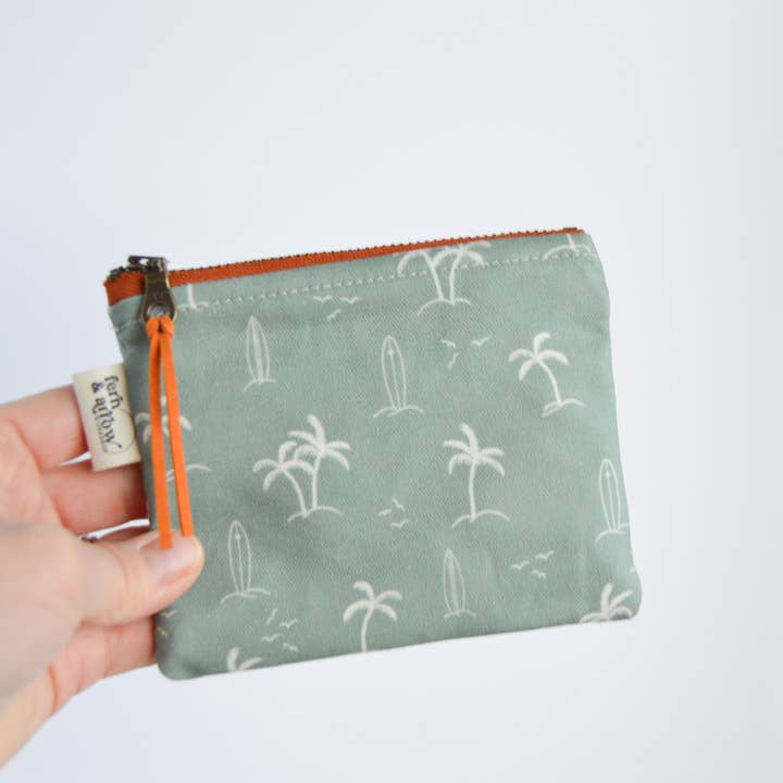Palms Surf Zipper Pouch - Teal for wholesale by Fern & Arrow