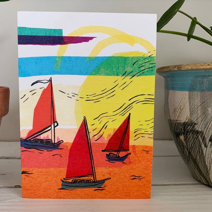 Sunset Sail Greeting Cards for wholesale by Slow Loris