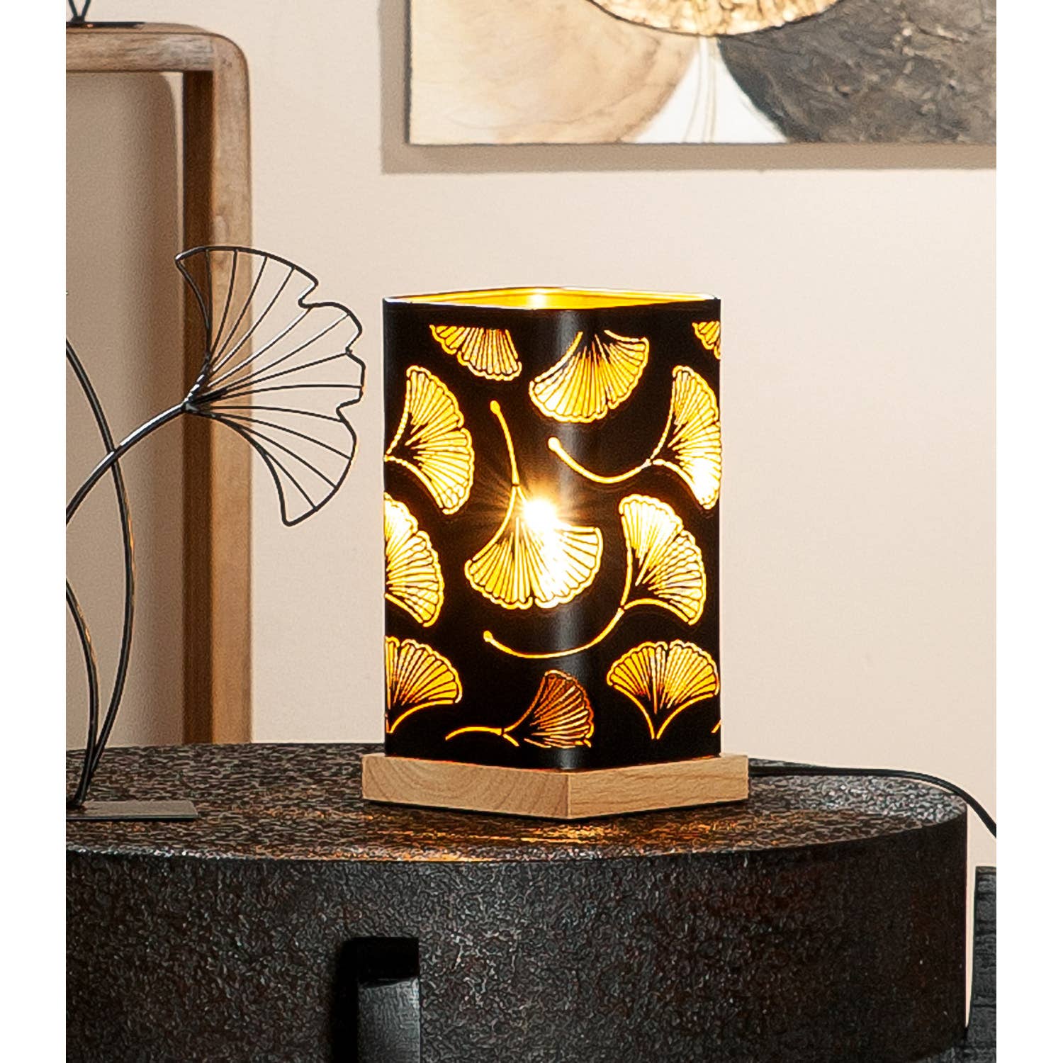 Gilde Handwerk Macrander GmbH & Co. KG - Vente Lampes d'appoint/de bureau - Lampe de table Ginkgo H.22,5 cm1