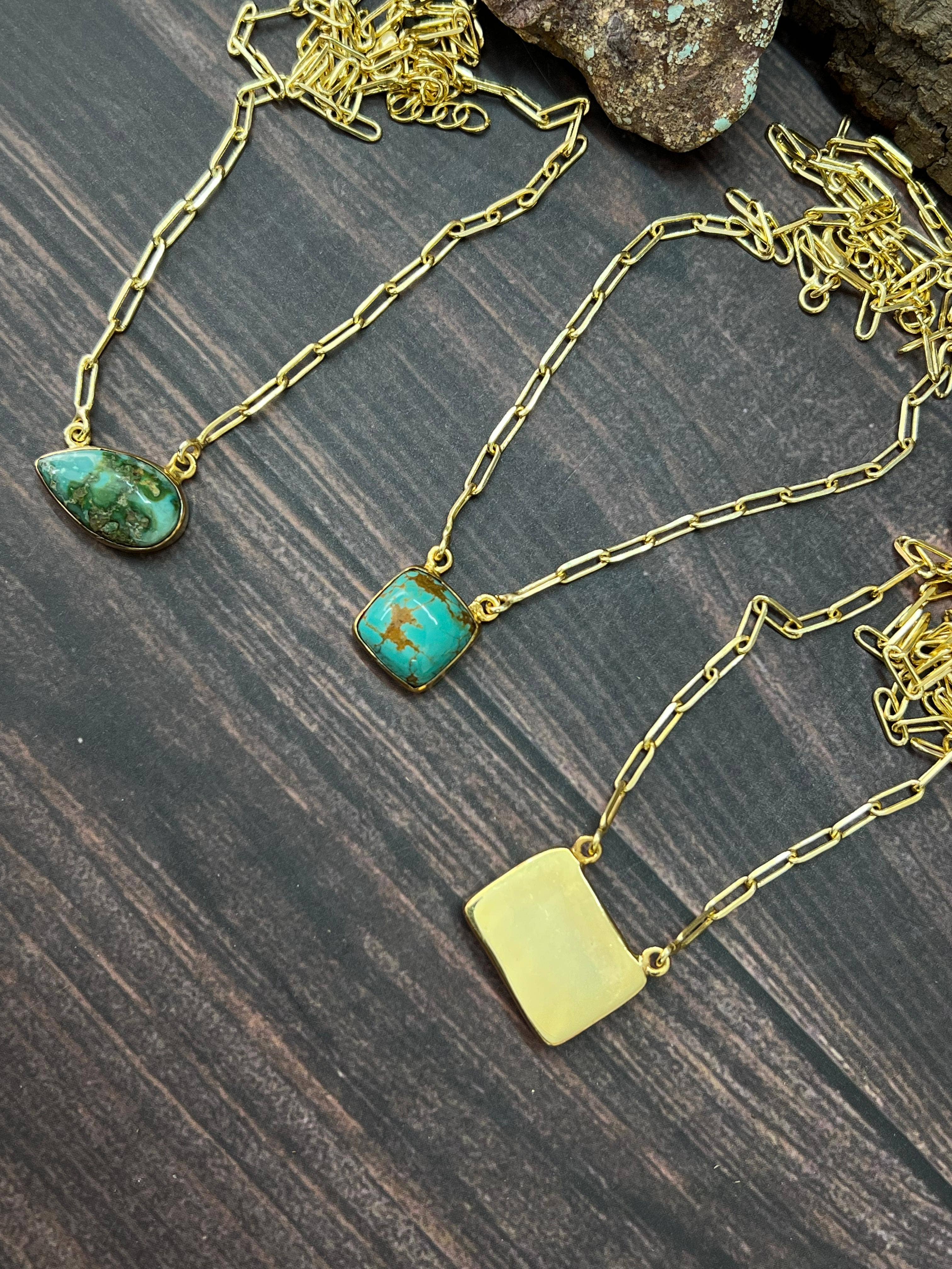 Nizhonitradersllc - Wholesale Pendant/Charm Necklace - "THE GOLDEN COLLECTION" Handmade Natural Kingman Turquoise, Sonoran Mountain Turquoise, Number 8 Gold Plated Necklace (3)4
