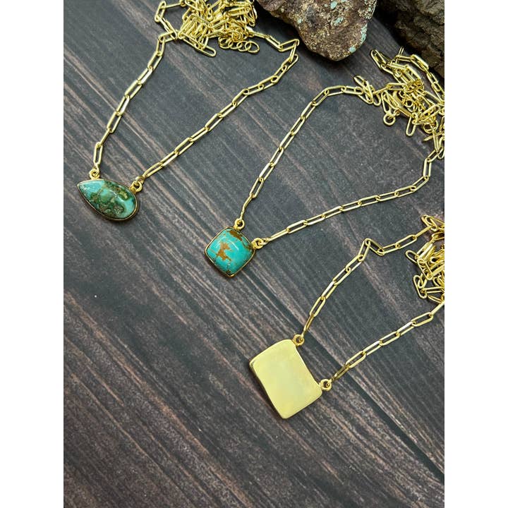 Nizhonitradersllc - Wholesale Pendant/Charm Necklace - "THE GOLDEN COLLECTION" Handmade Natural Kingman Turquoise, Sonoran Mountain Turquoise, Number 8 Gold Plated Necklace (3)4