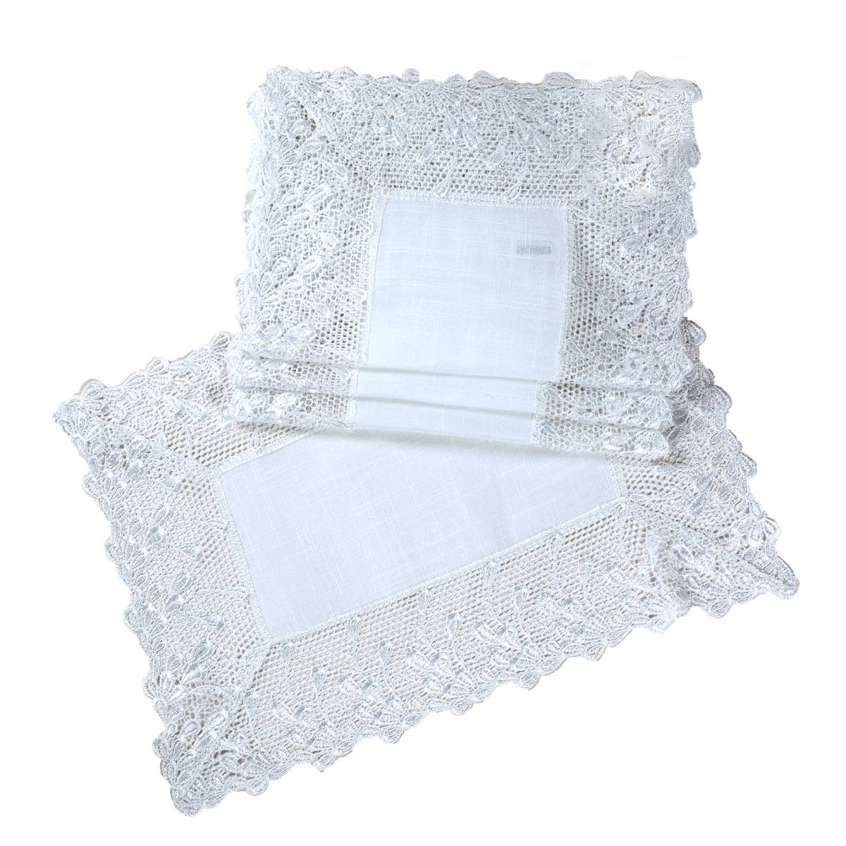 Xia Home Fashions & Manor Luxe – wholesale Placemat – 14" x 20" Garden Trellece Lace Trim Placemats - Set of 44