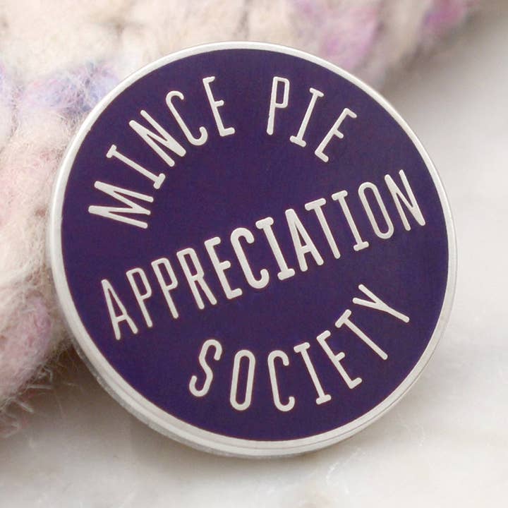 Mince Pie Appreciation Society - Plum - Enamel Pin for wholesale by Alphabet Bags