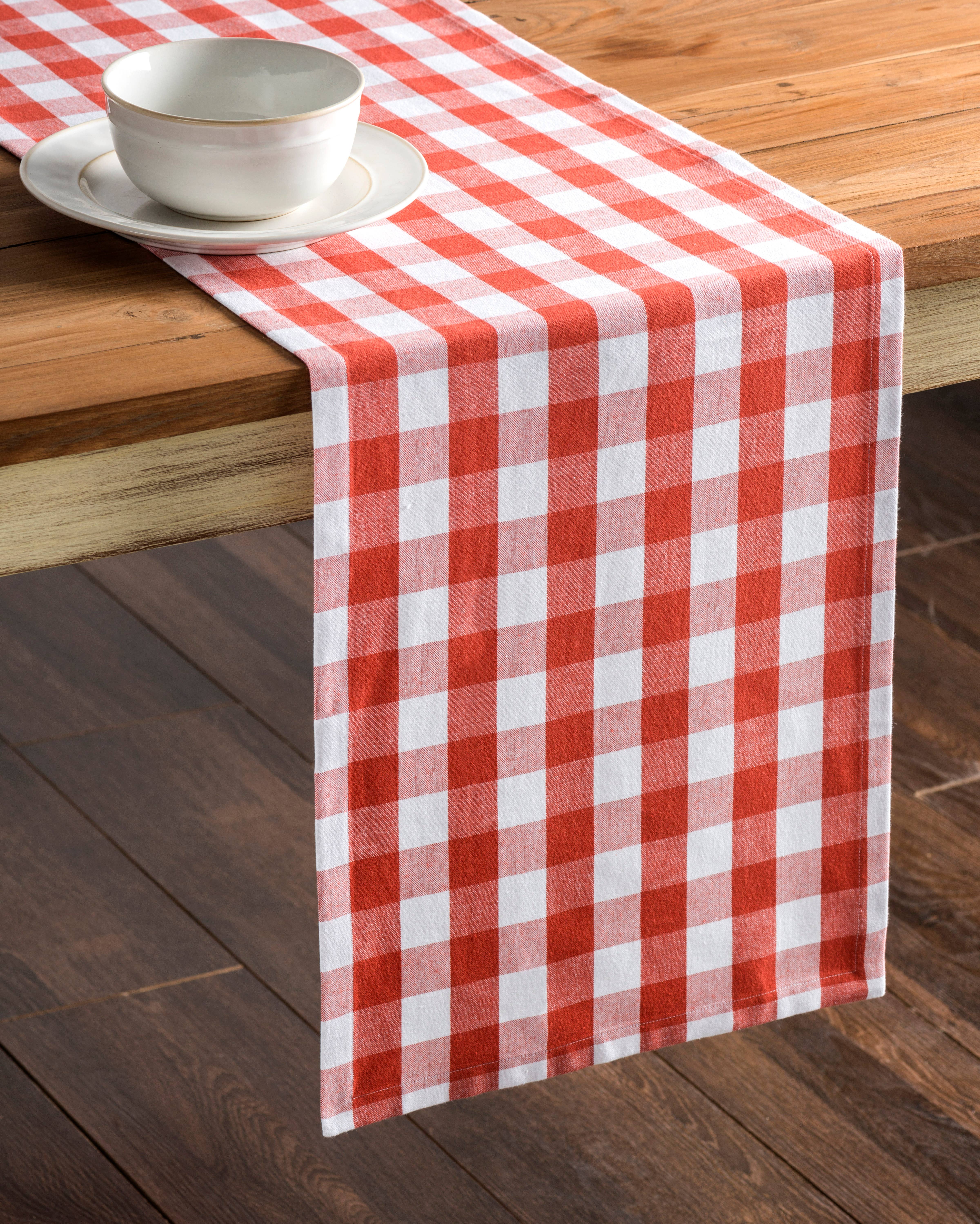 MDH - Yarn Dyed Checks - Wholesale Table Runner - Table Runner - Single Layer - Burnt Ochere Rosmalen1