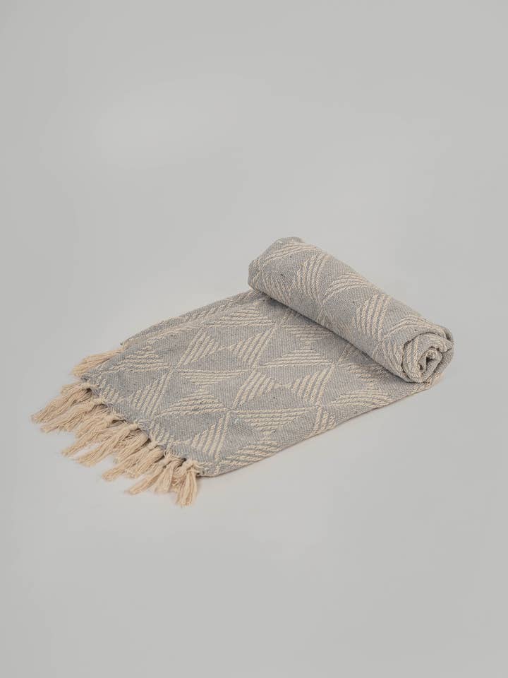 Plaid en coton à chevrons - Bleu pétrole pour la vente par Atolia Designs