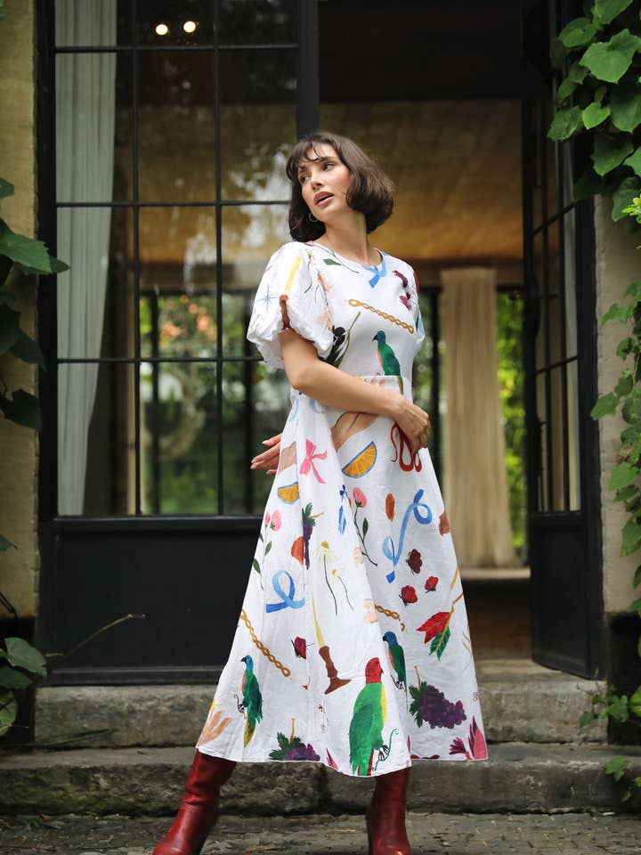 Frank & Dollys - Wholesale Dress – Women's - Boheme Linen Midi Dress - White0