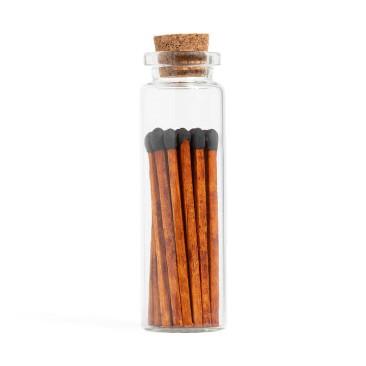 Cinnamon Black Matches in Small Corked Vial for wholesale by Enlighten the Occasion