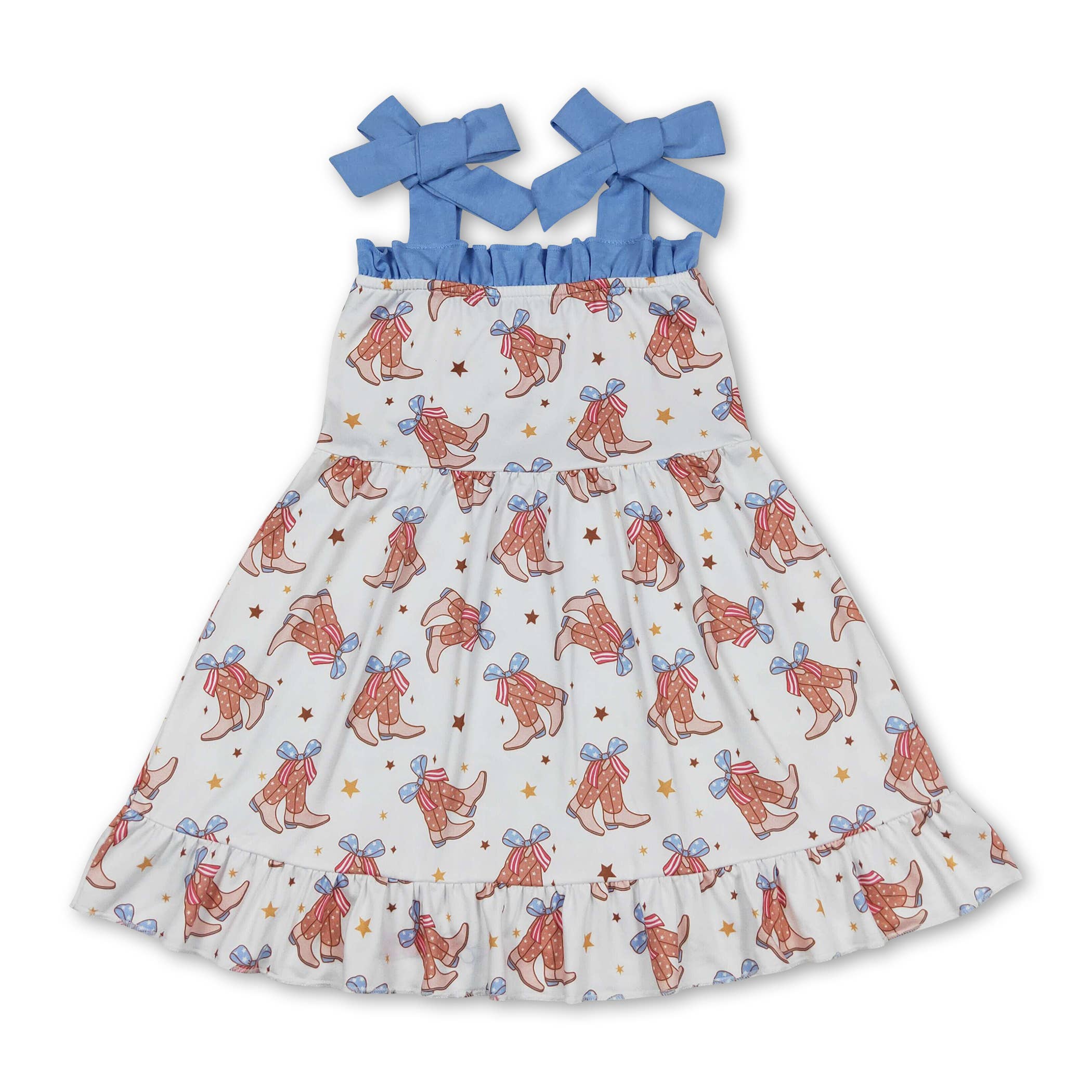 Yawoo Garments - Wholesale Bodysuit (Non-Footed) - Baby - Straps boots bow baby girls 4th of july romper1