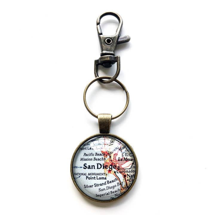 San Diego California Map Keychain Key Chain Key Fob for wholesale by Daisy Mae Designs
