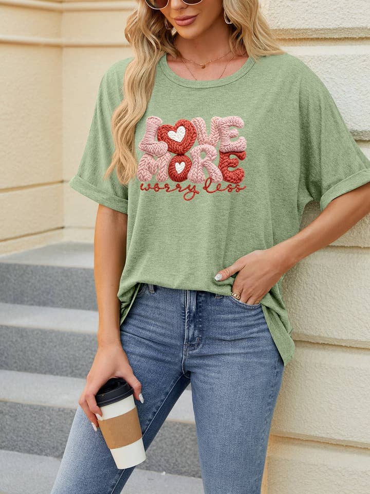 Alla hjärtans dag kärlekshjärta grafisk avslappnad t-shirt (ej broderi) för wholesale av Lovesoft