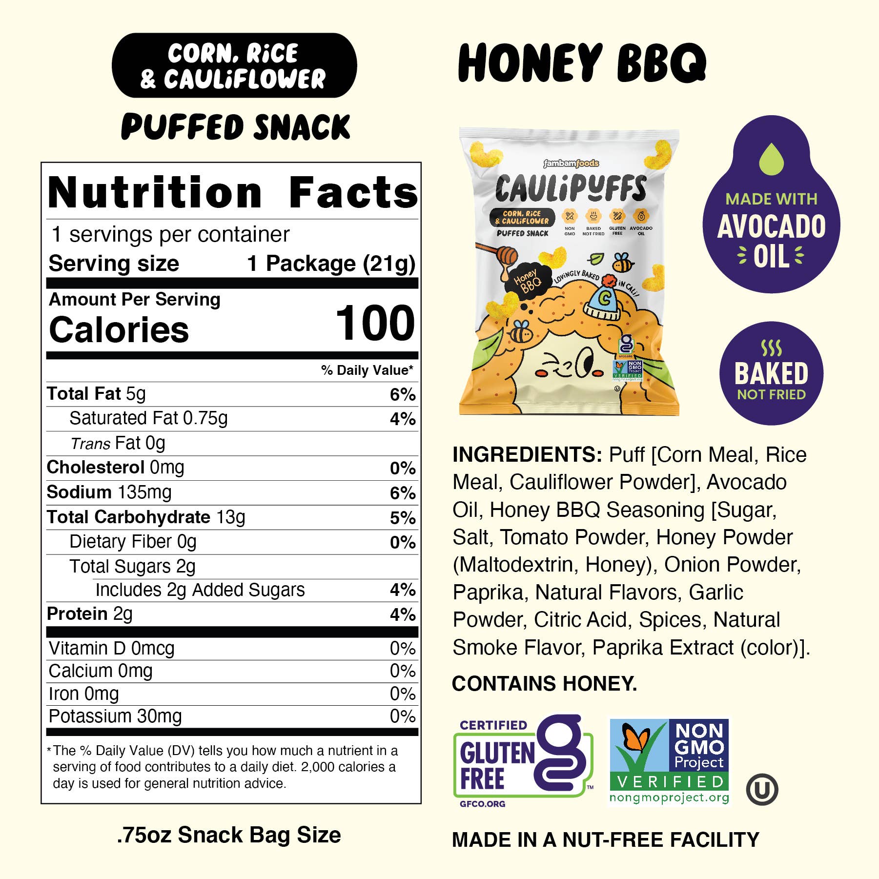 CauliPuffs - Wholesale Puffed Snack - CauliPuffs Honey BBQ (45ct) .75oz Snack Bags2
