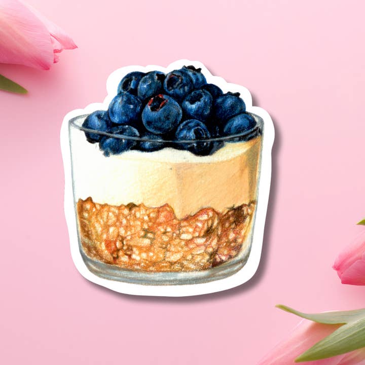 Blueberry Parfait Vinyl Sticker for wholesale by Hikaru Tara Art Arst & Craft Gift Shop