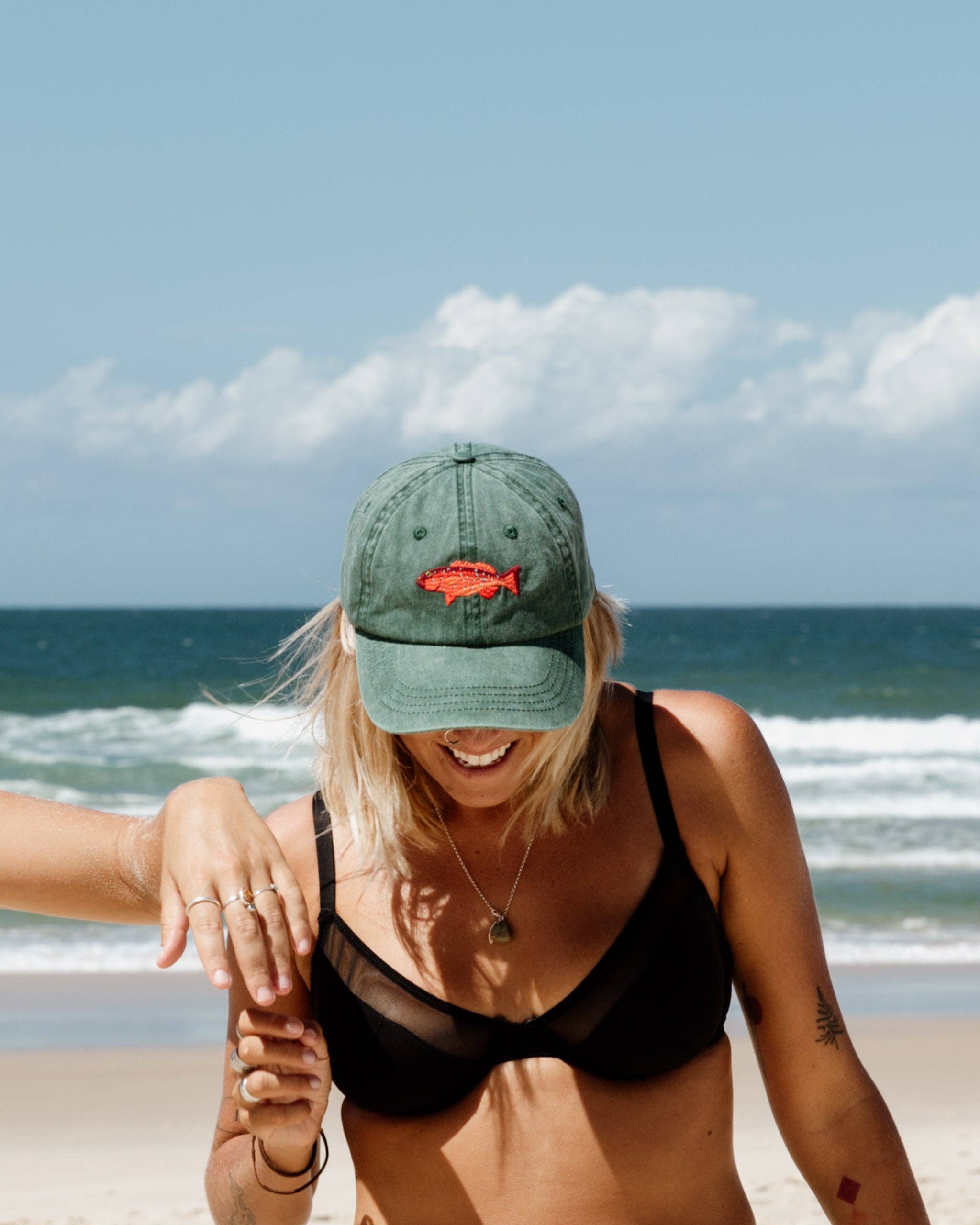 Pallion Point - Wholesale Baseball Cap - Unisex - Coral Trout Fish Lid | Cotton Dad Cap in Green2