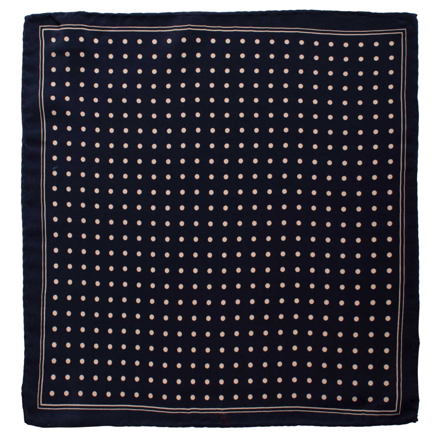 Graffeo Cravatte - Venta al por mayor Pañuelo de bolsillo - Hombre - Pañuelo de Bolsillo Vintage de Seda Azul con Lunares Blanco Sucio POCV9270