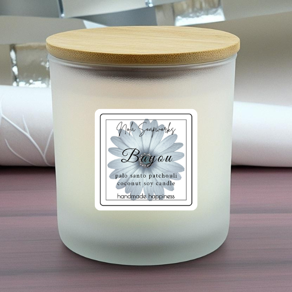 NOLA Soap Works - Wholesale Jar/Filled Candle - Bayou | Palo Santo + Patchouli Coconut Soy Candle1