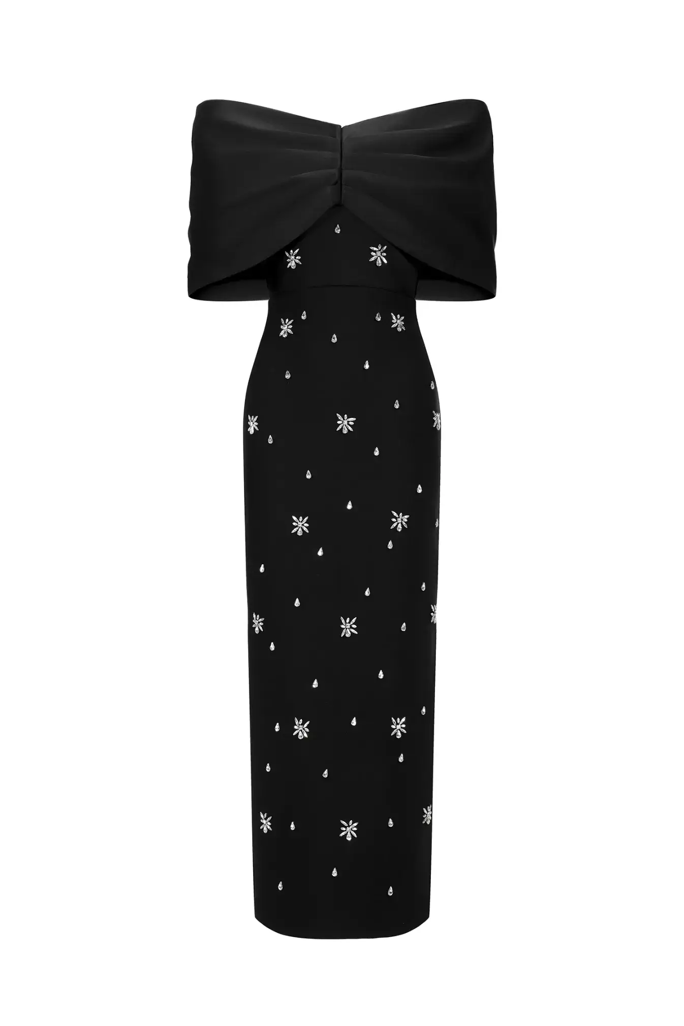 Productseeker – Vestido comprido - Mulher por atacado – DR829 Vestido de Outono com Ombros Descobertos e Laço de Strass0