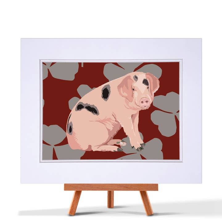 Pig Print Double Mounted Art Print for wholesale by Leslie Gerry