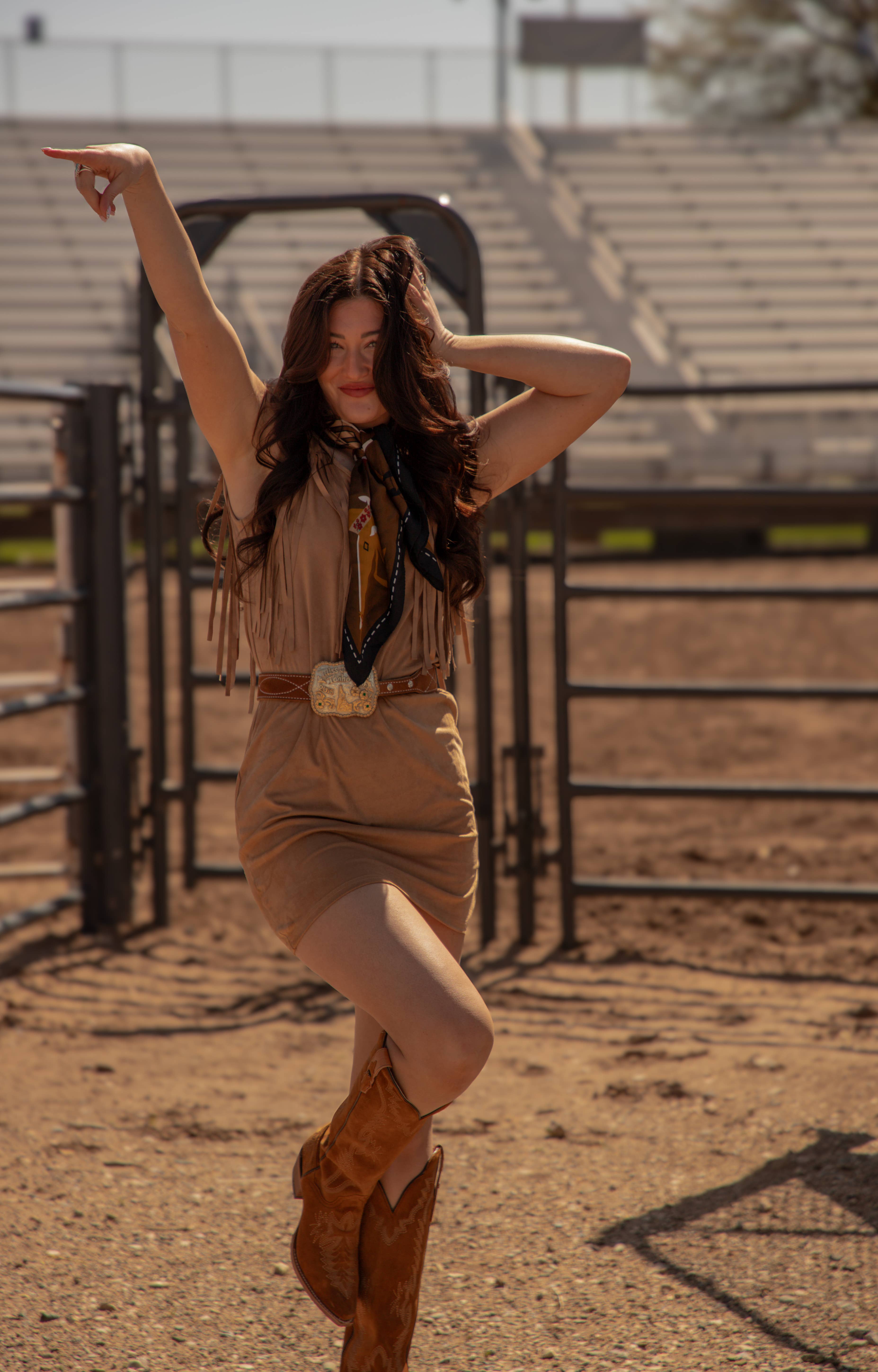 Multi Colored Poly Faux Suede Dress with Frings-D-203 for wholesale on Faire4