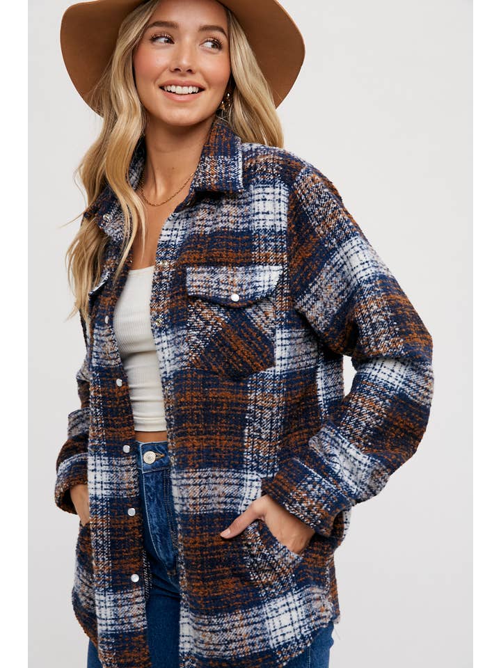 Bluivy - Wholesale Shirt Jacket/Shacket - Women's - BUTTON DOWN FLANNEL SHACKET