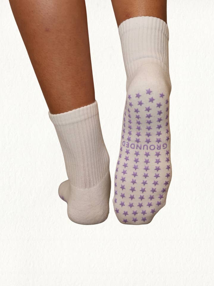 Grounded Grip Socks - Wholesale Socks – Women's - White Crew Grip Socks4