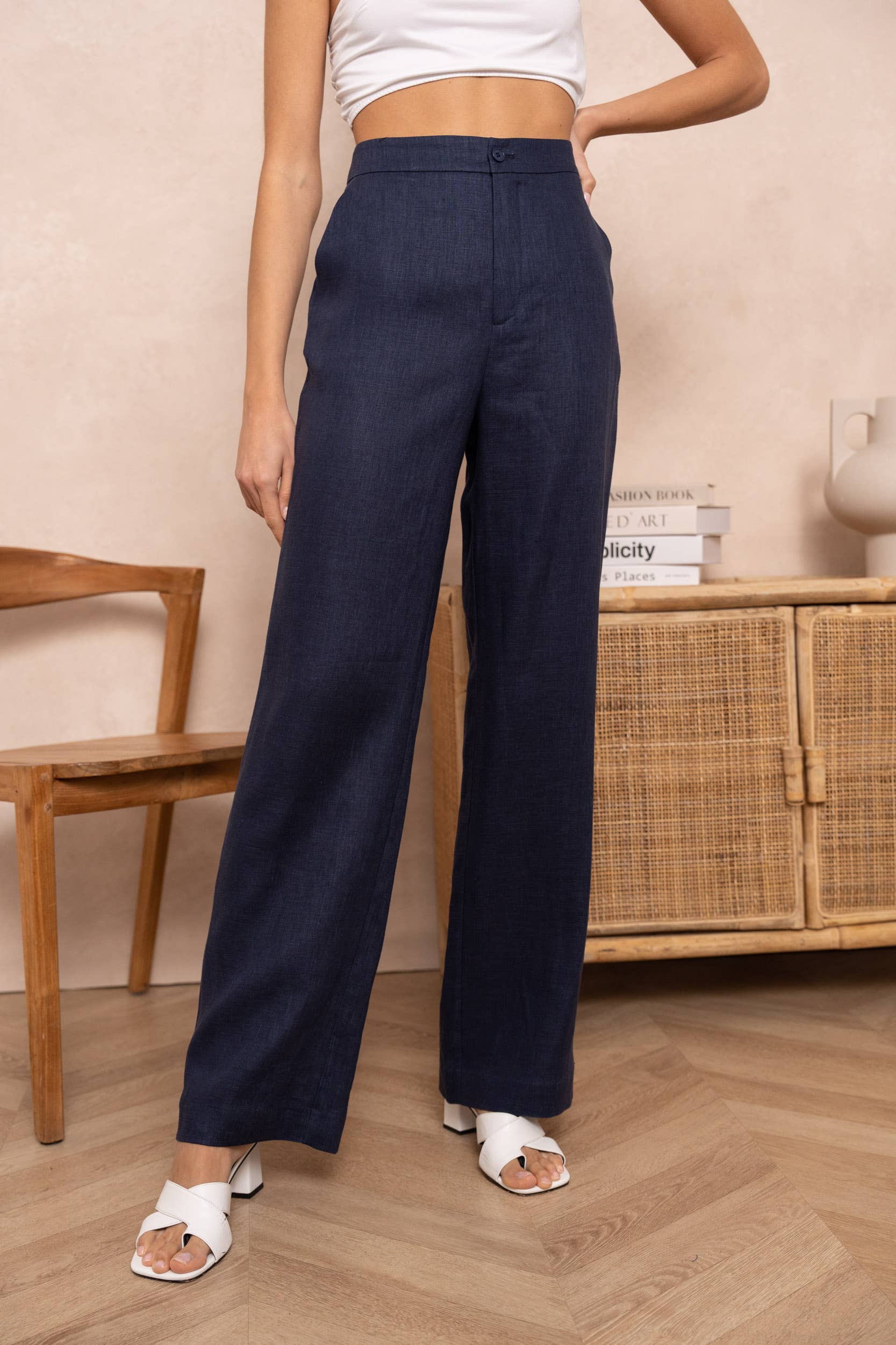 Attentif Paris - Wholesale Pants - Women's - [Linen] Plain straight trousers in premium quality linen25