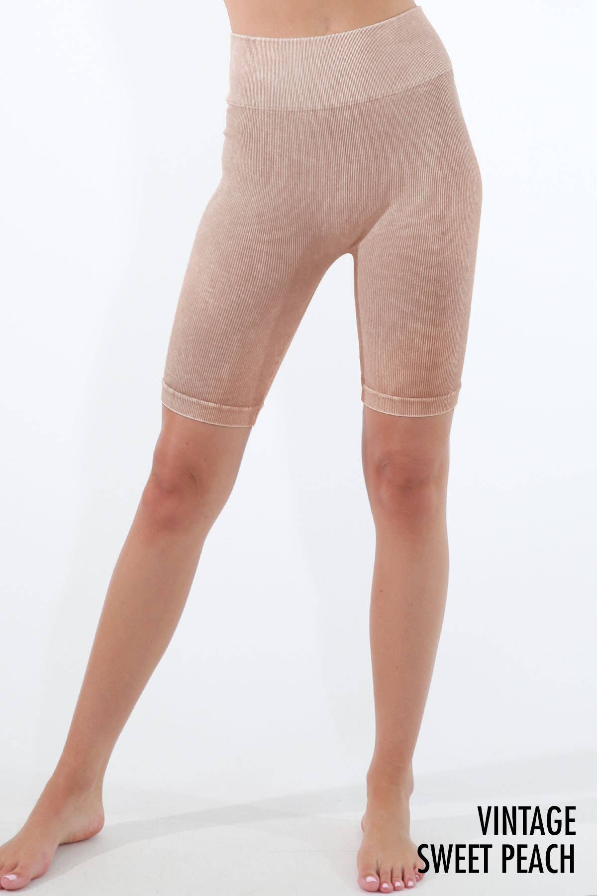 NIKIBIKI - Wholesale Athletic Shorts - Women's - NB8055 - Vintage Ribbed Highwaist Biker Shorts6