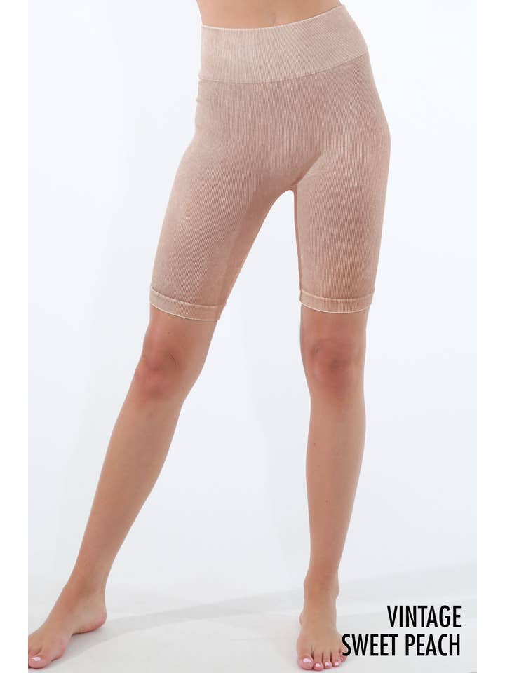 NIKIBIKI - Wholesale Athletic Shorts - Women's - NB8055 - Vintage Ribbed Highwaist Biker Shorts6