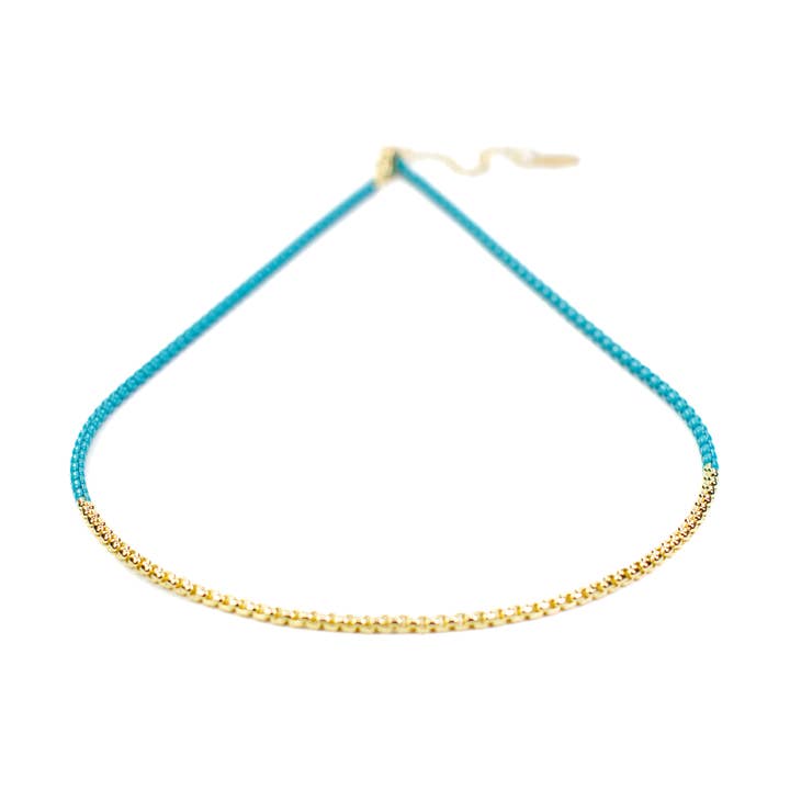 Enamel Color Snake Chain & Gold Link Necklace 10 Colors for wholesale by Savvy Bling