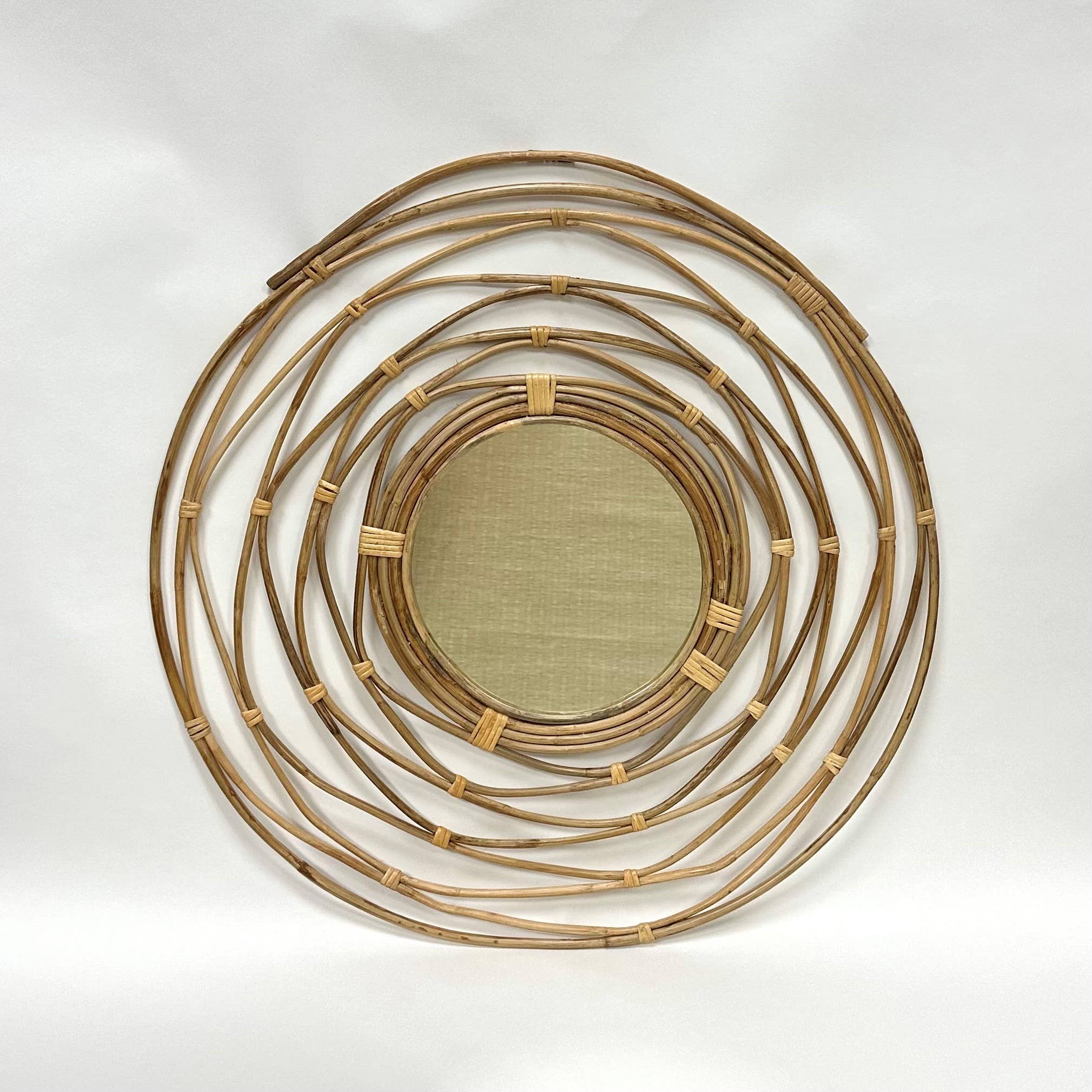 India Handicrafts Inc - Wholesale Wall Mirror - Bamboo Round Mirror1