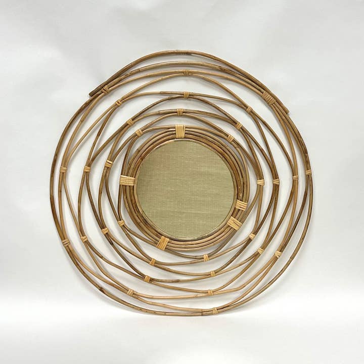 India Handicrafts Inc - Wholesale Wall Mirror - Bamboo Round Mirror1
