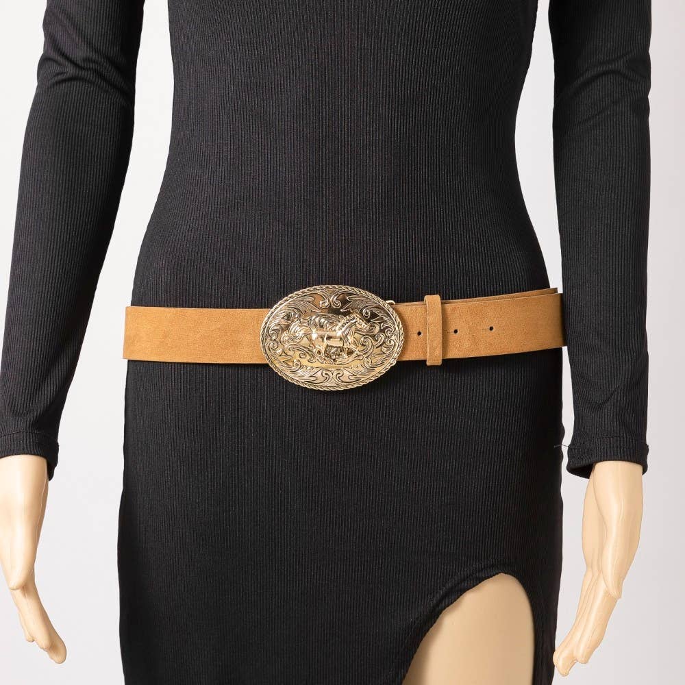 Collections by Fame Accessories - Wholesale Belt - Women's - Large Western Horse Medallion Buckle Belt3