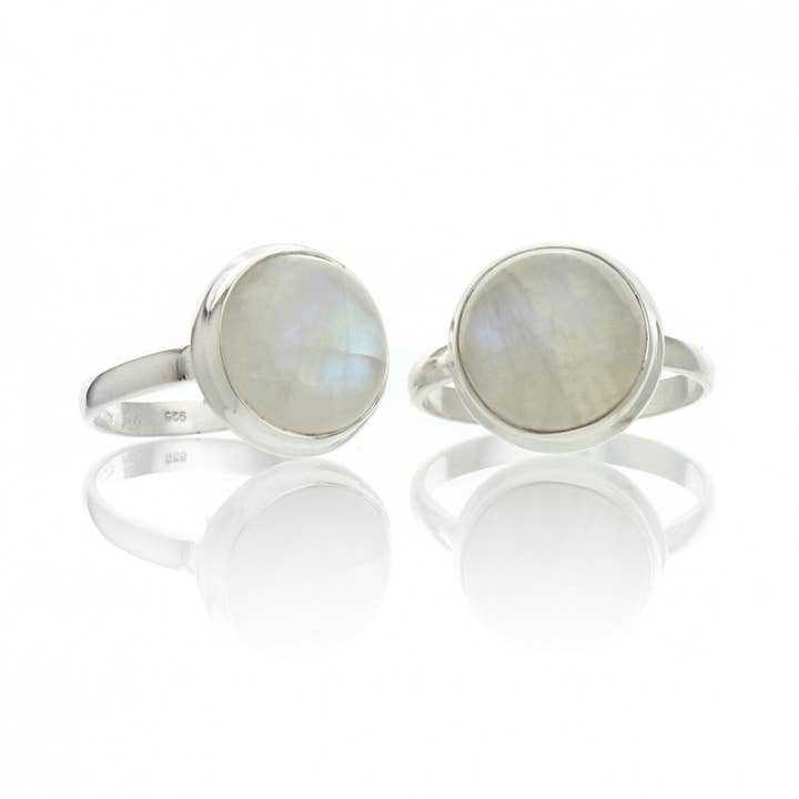 Classic round ring in sterling silver with moonstone for wholesale by UniArt