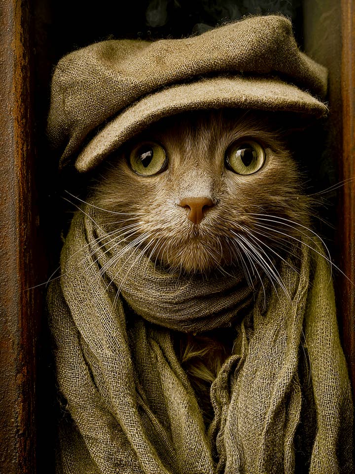 South Philly Mike - Hobo, Vagabond & Wanderer Cat Series Art Print - 8"x10" Artwork for wholesale by Mowbi