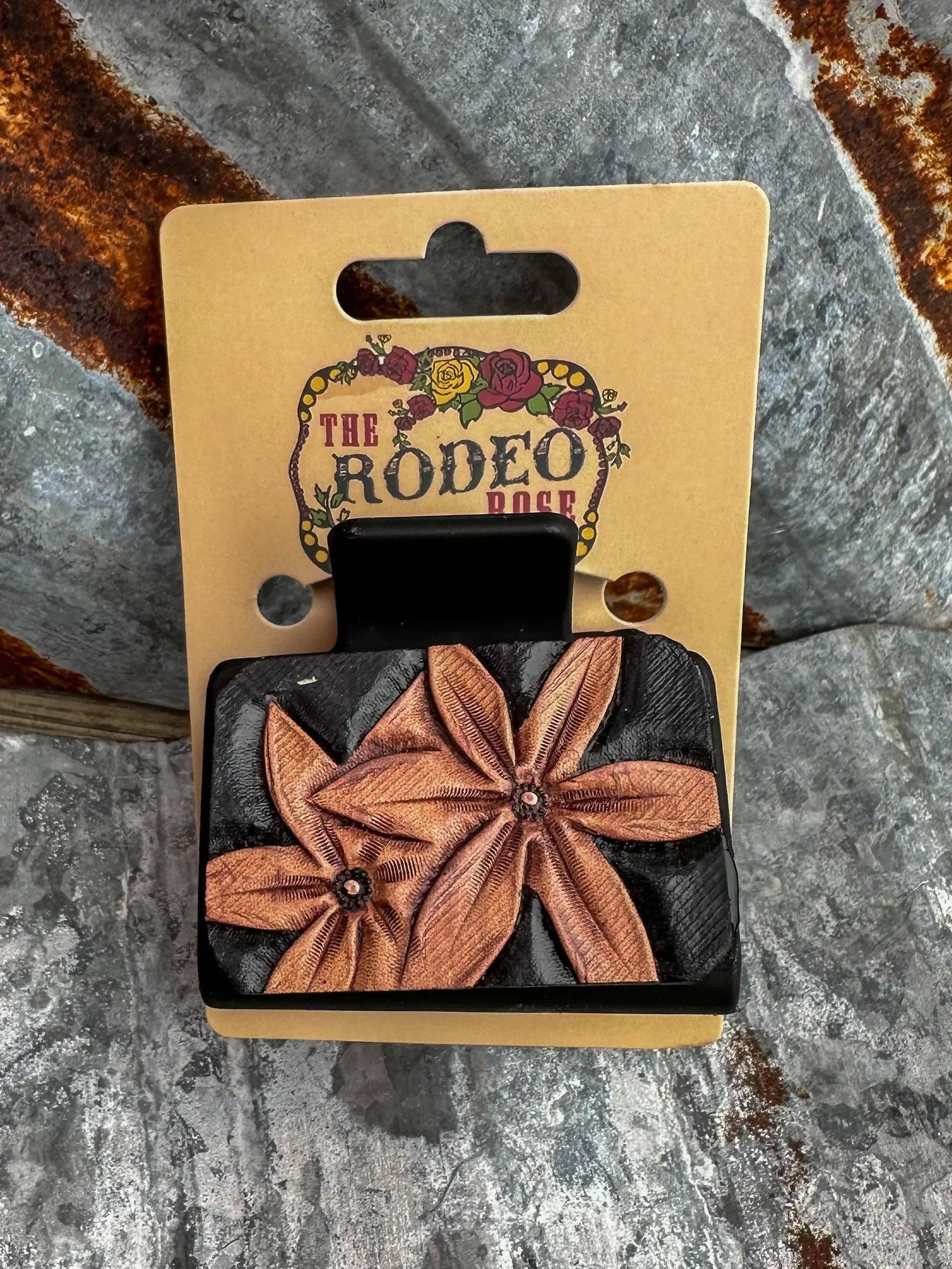 The Rodeo Rose – Clips para cabelo - Mulher por atacado – Presilha de Cabelo em Couro Trabalhado Margarida Cowgirl Rodeo Western Cowboy4