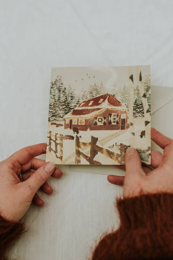 Nicolet Boon - Wholesale Christmas Card - 6 Folded Square Cards + Envelopes "Spread the Joy"4