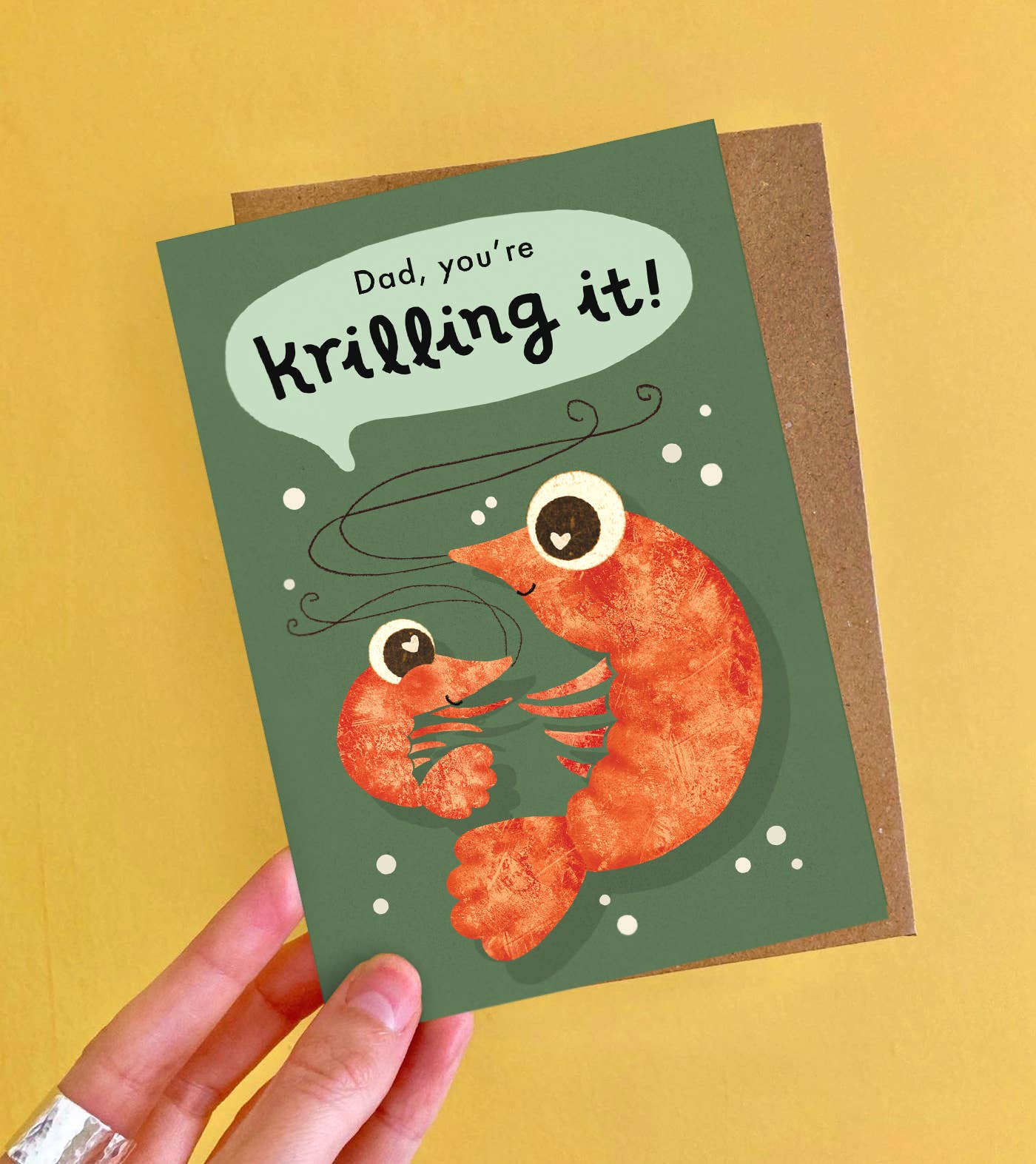Emily Nash Illustration Greeting Cards – wholesale Father’s Day card – Krilling it Dad Greeting Card- Funny Prawn Father's Day Card2