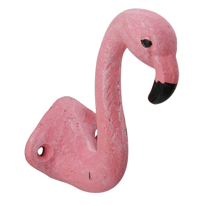 4" Pink Flamingo Cast Iron Wall Hook for wholesale by CB Home Collection