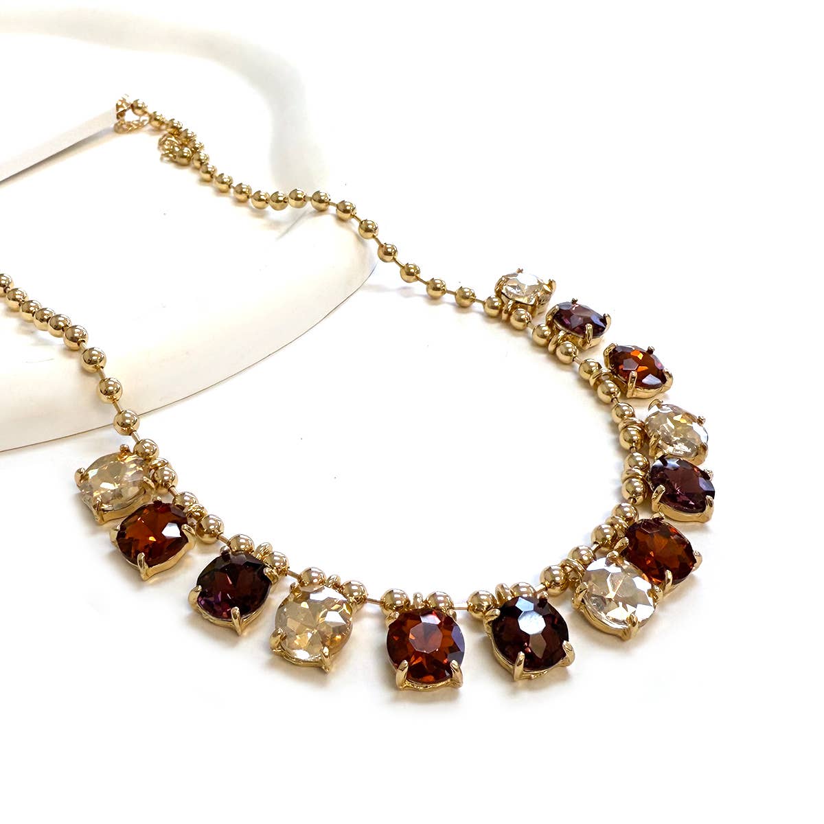 StarryNYC - Wholesale Beaded/Pearl Necklace - Crystal Glass Bead Dangle Station Ball Beaded Chain Necklace4