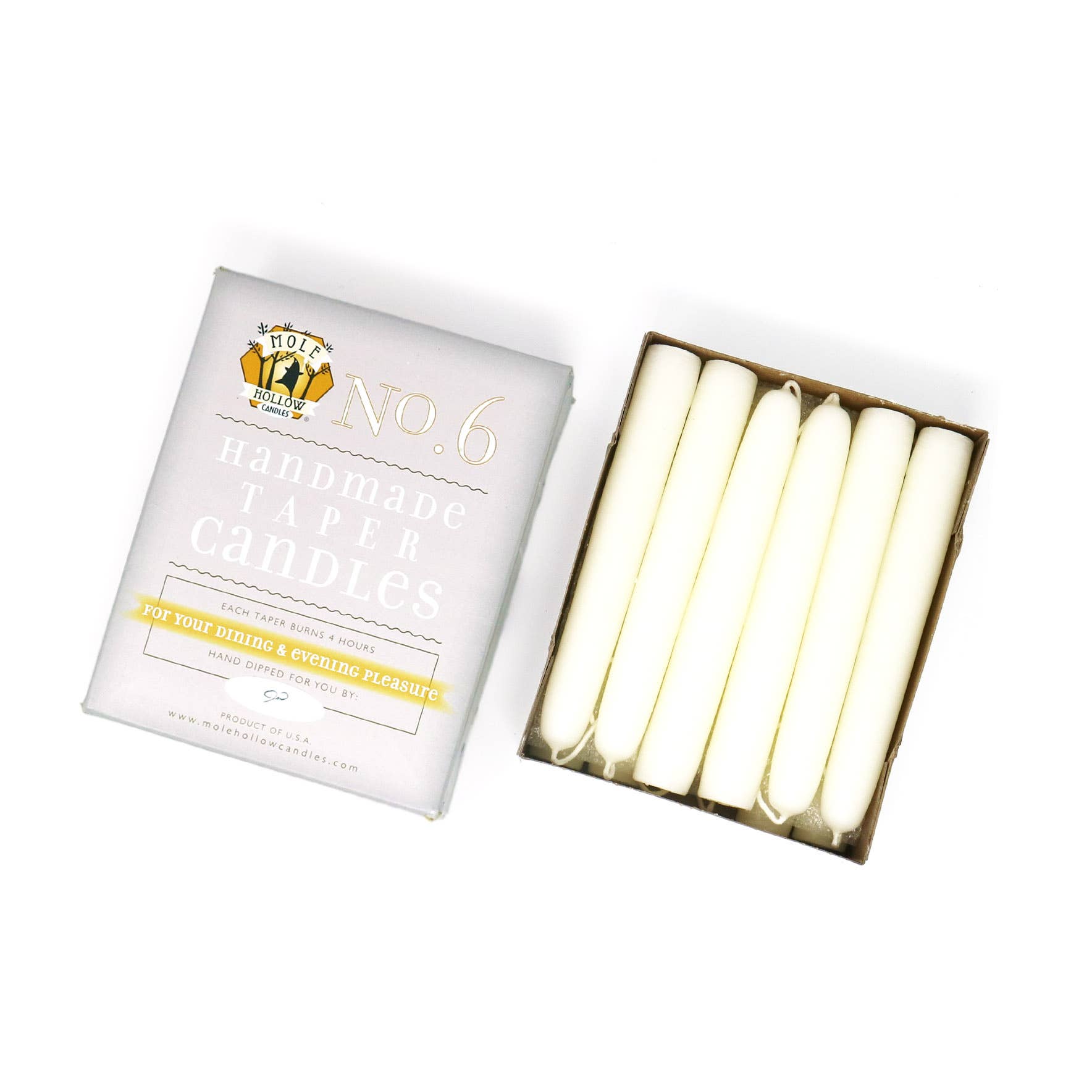 Mole Hollow Candles - Wholesale Tapered Candle/Candlestick - 6" Hand Dipped Unscented Taper Candles - 39 Colors USA Made1