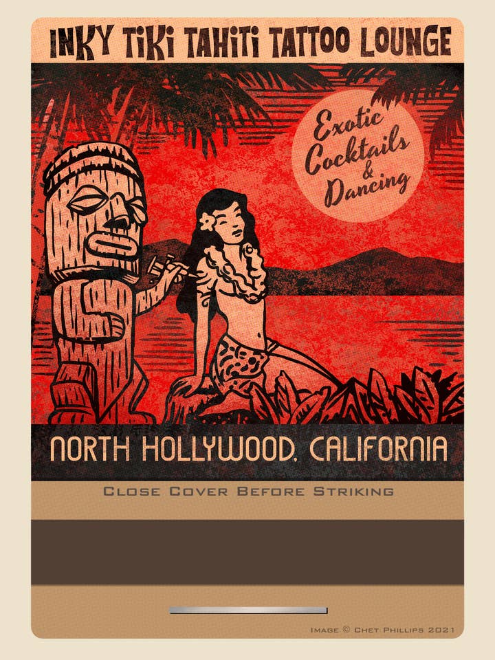 Inky Tiki 5 x 7 matchbook print for wholesale by ChetArt